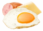Croissant Crown Breakfast icon - ham, cheese, and a fried egg